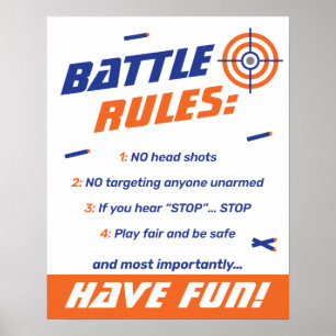 Poster Règles de combat pour la fête d'anniversaire de la