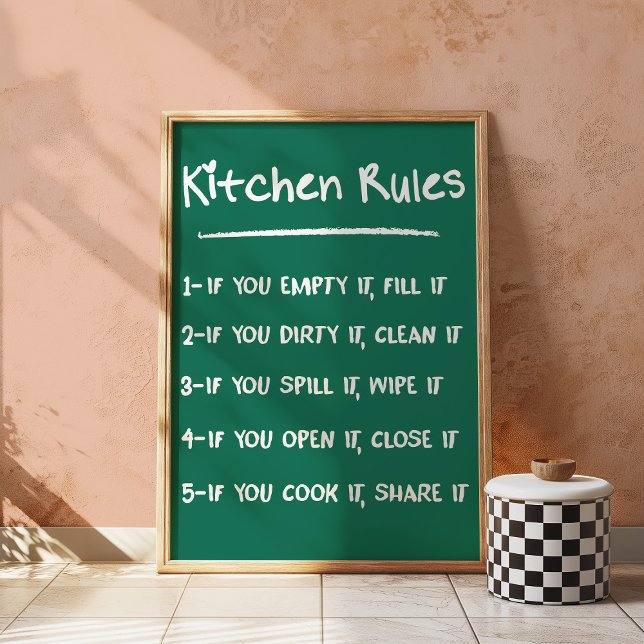 Poster Règles de cuisine Trendy Funny Chalkboard Wall Art (Créateur téléchargé)