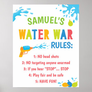 Poster Règles de guerre de l'eau personnalisées Signal de