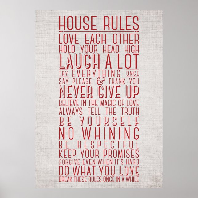 Poster Règles de la maison (Devant)