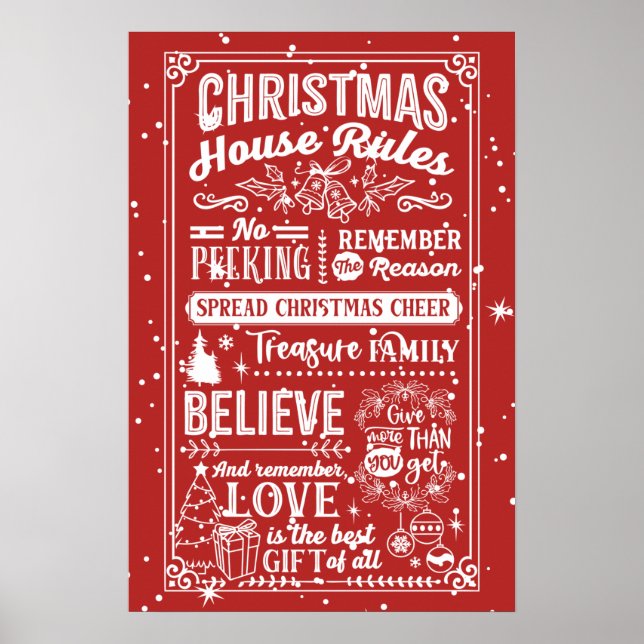 Poster Règles de la maison de Noël (Devant)