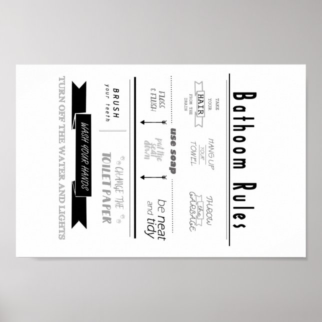 Poster règles de la salle de bain (Devant)