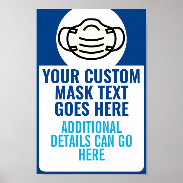 Poster Règles de masque de visage de texte personnalisé A (Devant)