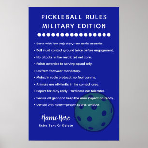 Poster Règles de Pickleball Personnalisées ÉDITION MILITA