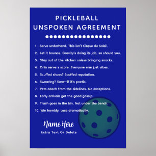 Poster Règles de Pickleball Personnalisées NON-DITES