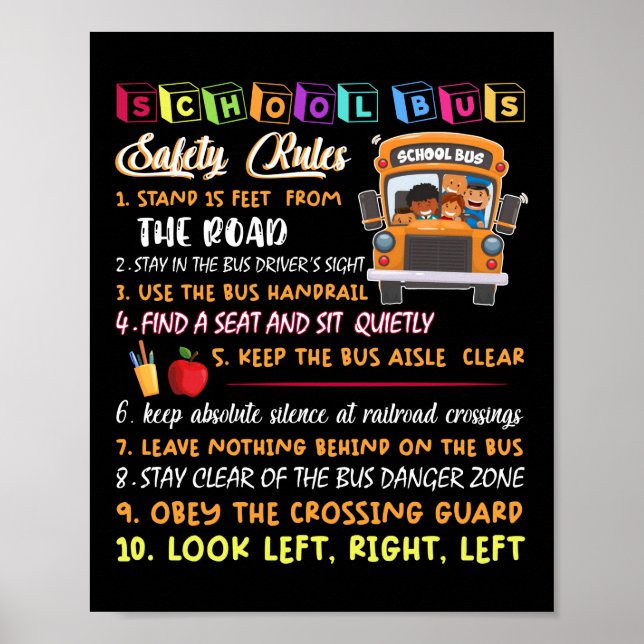 Poster règles de sécurité des autobus scolaires (Devant)