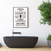 Règles de toilettes drôles Humour de salle de bain