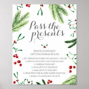 Poster Règles d'échange de cadeaux Christmas White Elepha