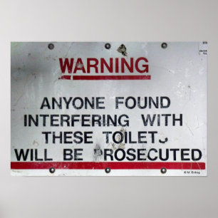 Poster Règles et avertissement de toilette de salle de