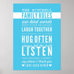 Poster RÈGLES FAMILIALES PERSONNALISÉES typographie moder