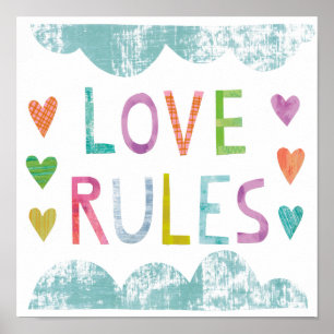Poster Règles magiques d'amour avec des coeurs