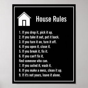 Poster Règles personnalisées de la Maison Blanche et Noir