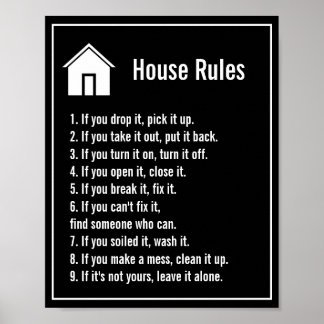 Poster Règles personnalisées de la Maison Blanche et Noir