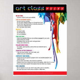Poster Règles pour la salle de classe d'art