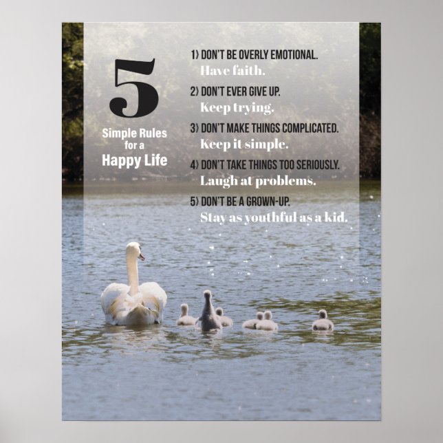 Poster Règles simples pour une vie heureuse (Devant)