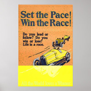 Poster Réglez le Rythme Gagnez la Course Voiture de Cours
