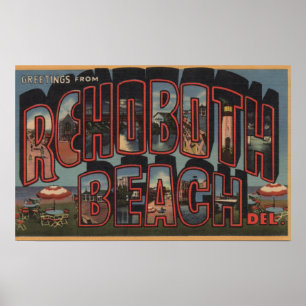 Poster Rehoboth Beach, Delaware - Grandes Scènes De Lettr