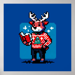 Poster Réindeer - Cosy Pixel Art Design de Noël