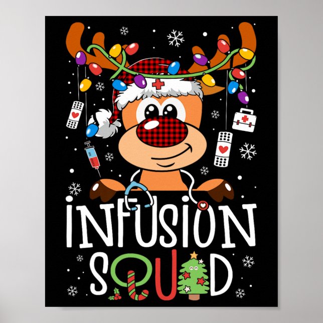 Poster Reindeer noël infusion infirmière escouade stethos (Devant)