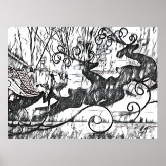 Poster Reindeer Sketch Value