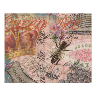 Poster Reine Abeille Vintage Beau Collage