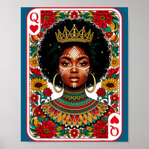 Poster reine africaine carte melanine fierté noire blm