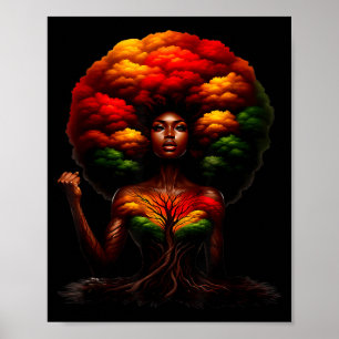 Poster Reine Afro Femme Noire Racines Africaines Mélanine