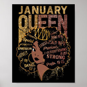 Poster Reine Afro Melanin Fille Prier Anniversaire Noir H