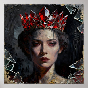 Poster Reine avec couronne en verre rouge cassé