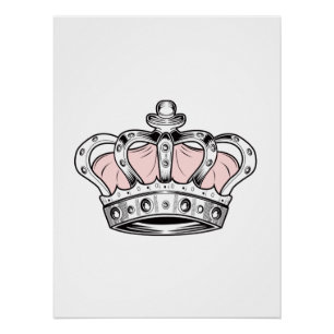 Poster Reine Couronne Rose Glamour Féminin Art