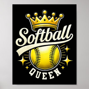 Poster Reine de softball Un softball avec couronne Fille
