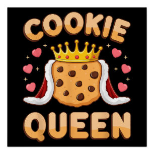 Poster Reine des cookies mignonne amateur de pâtisserie d
