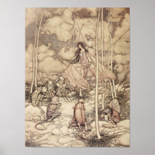 Poster Reine des fées teintée de sépia avec une créature