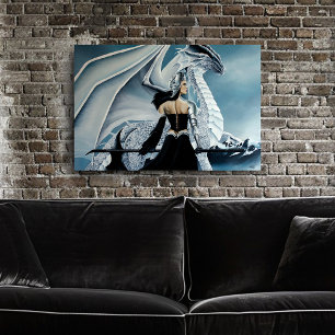 Poster Reine Dragon Gothique Élégante Blanche d'Hiver Fan
