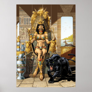Poster Reine égyptienne avec panthère