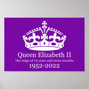 Poster Reine Elizabeth 11 Règne de 70 ans