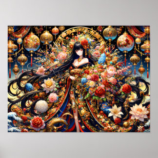 Poster Reine Florale ornée d'une beauté royale