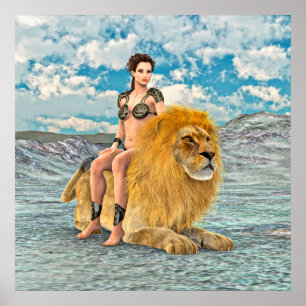 Poster Reine Lion Fantaisie