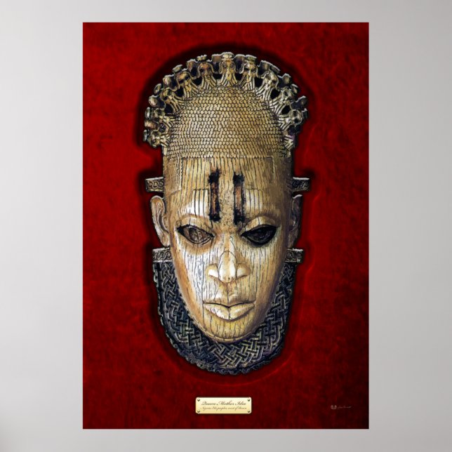 Poster Reine Mère Idia - Ivoires Masque Edo sur Velvet Ro (Devant)