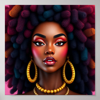 Poster Reine noire, afrocentrique, magnifique noire, femm