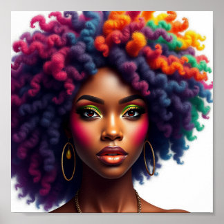 Poster Reine noire, afrocentrique, magnifique noire, femm