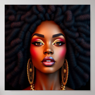 Poster Reine noire, afrocentrique, magnifique noire, femm