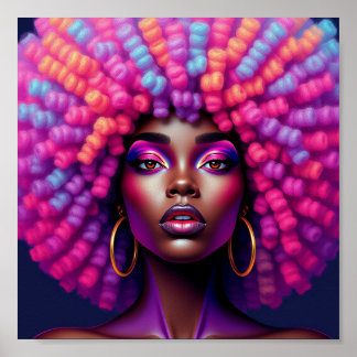 Poster Reine noire, afrocentrique, magnifique noire, femm