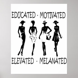 Poster Reine noire éduquée motivée Élevée mélanée