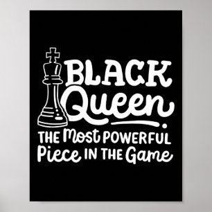 Poster Reine noire pièce la plus puissante échecs afro-am