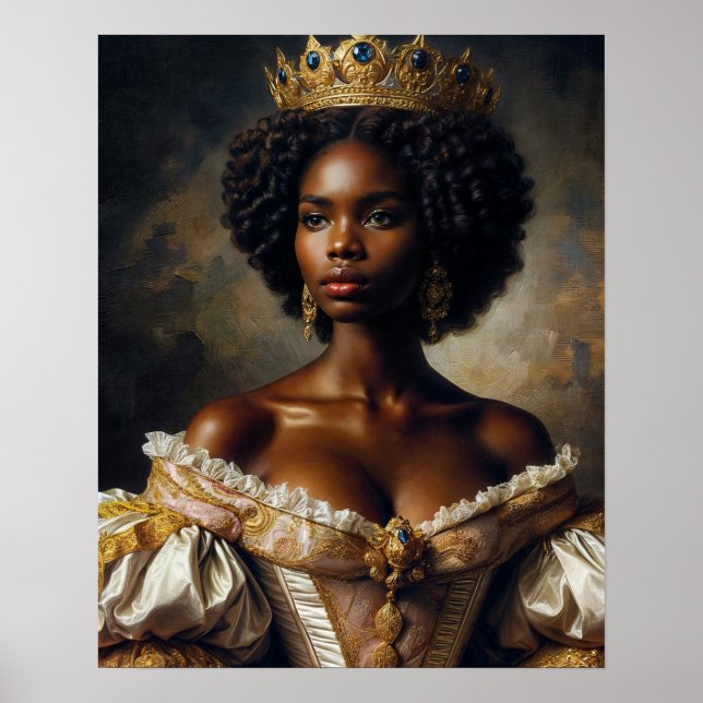 Poster Reine noire portant l'art de la Couronne (Devant)