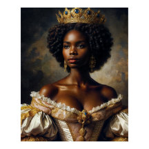 Reine noire portant une couronne d'art