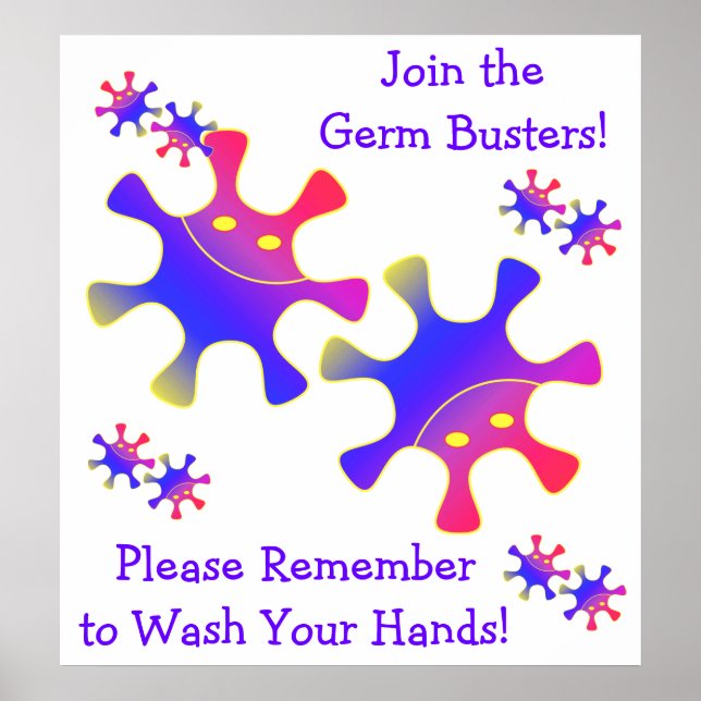 Poster Rejoignez Germ Busters - Lavez-vous les mains! Pla (Devant)