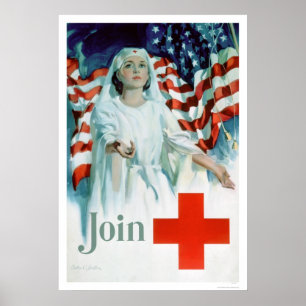 Poster Rejoignez la Croix-Rouge - Drapeau américain (US00