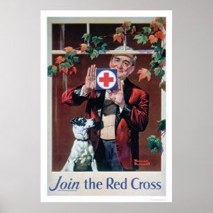 Poster Rejoignez la Croix Rouge - Homme avec chien (US002